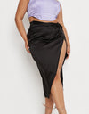 Silk Satin Skirt with Side Slit