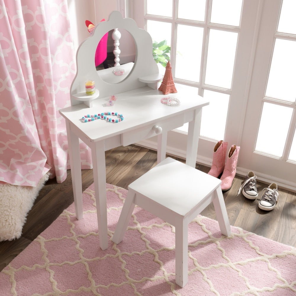 Medium Wooden Bedroom Vanity Stool Dressing Table