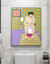 Canvas Wall Art Abstract Girl Bathroom Illustration