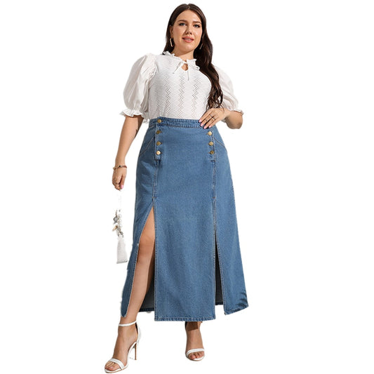 Plus Size Jeans Skirts With Splits