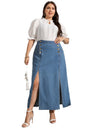 Plus Size Jeans Skirts With Splits