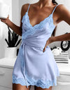 Silk Satin Lace Robe Nightdress