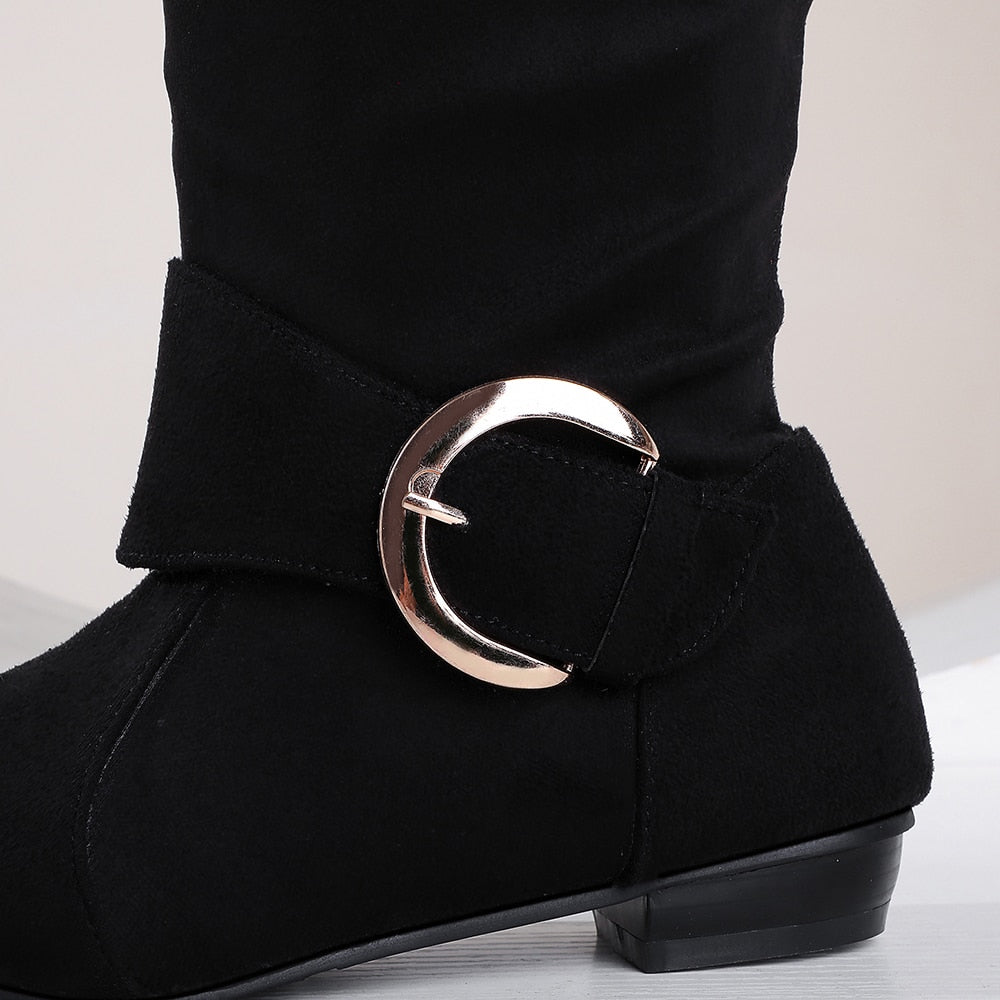 Pleated Knee High Boots