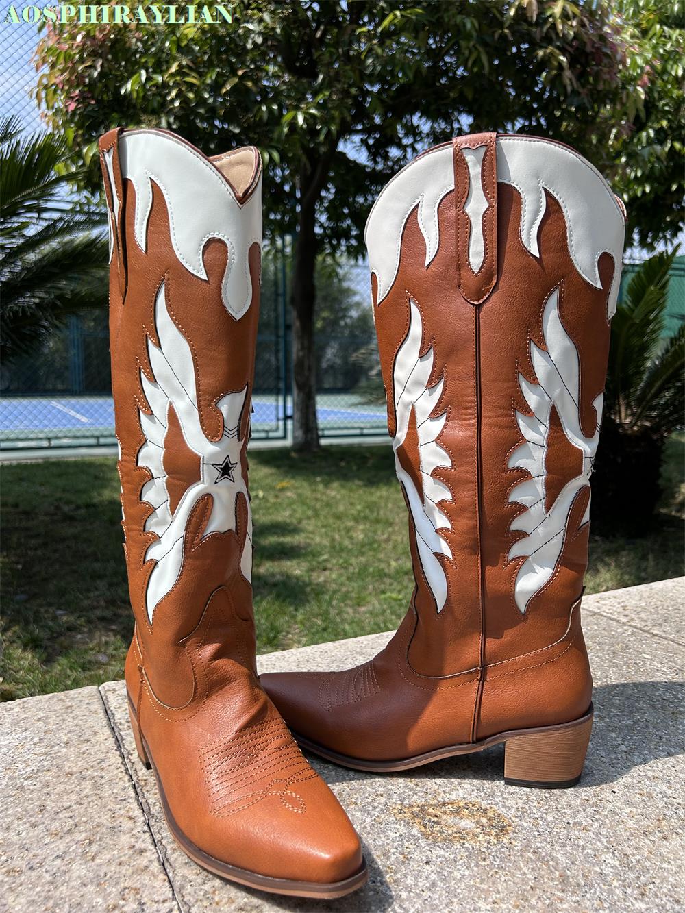 Brown Wings Western Cowboy Boots