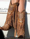 Square Heel Square Toe Slip-On Retro Mid-Calf Boots
