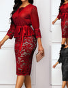 3/4 Sleeve Elegant Bodycon Knee-length Dress