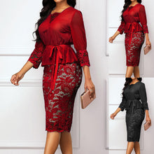 Load image into Gallery viewer, 3/4 Sleeve Elegant Bodycon Knee-length Dress
