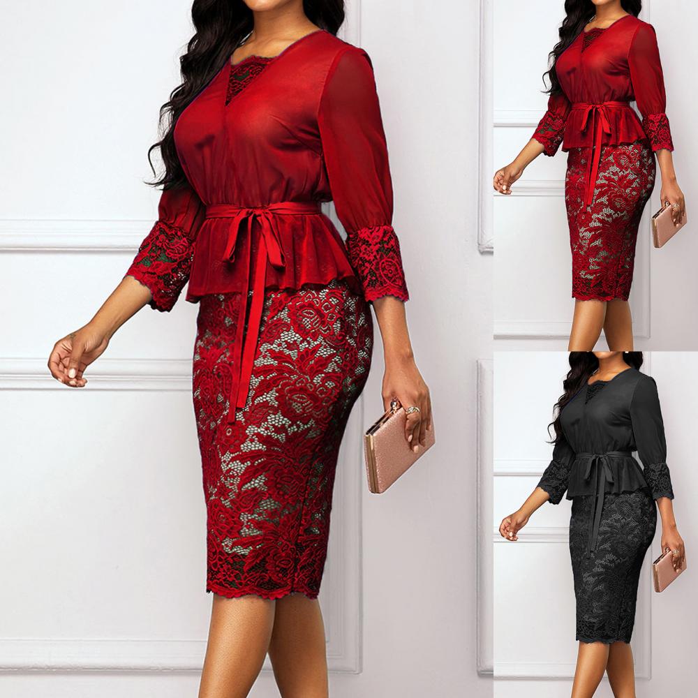 3/4 Sleeve Elegant Bodycon Knee-length Dress