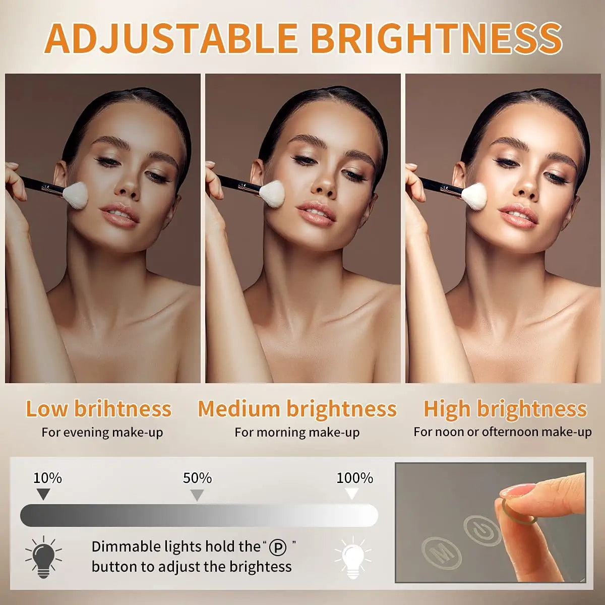 LED Large Makeup Mirror with 14 Dimmable Bulbs Hollywood Lighting and Charging Ports