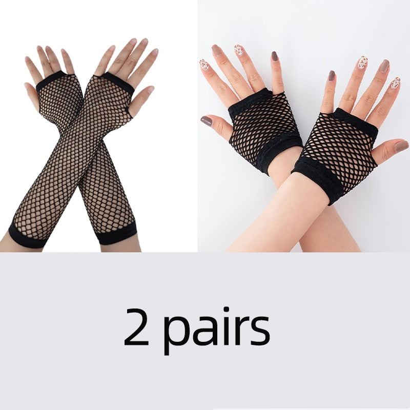 Fishnet Fingerless Long Gloves