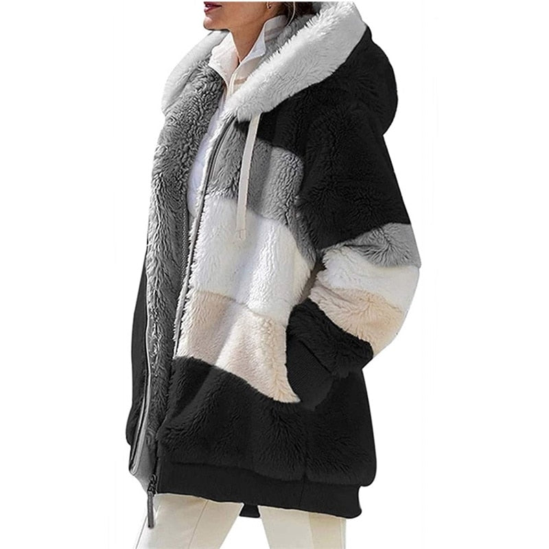 Warm Hooded Fleece Zipper Casual Coats For Winter