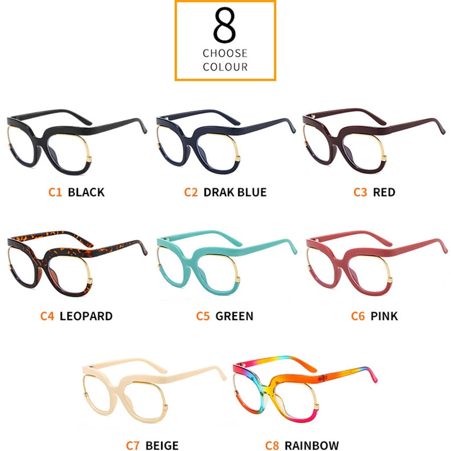 Oversized Fashion Retro Round Anti Blue Light Glasses