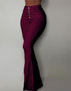 Bell-bottom Solid High Waist Long Pants