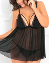 Plus Size Lingerie Floral Lace Night Dress With Thong Set