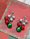 Fashion Green Red Color Star Ball Christmas Earring Women