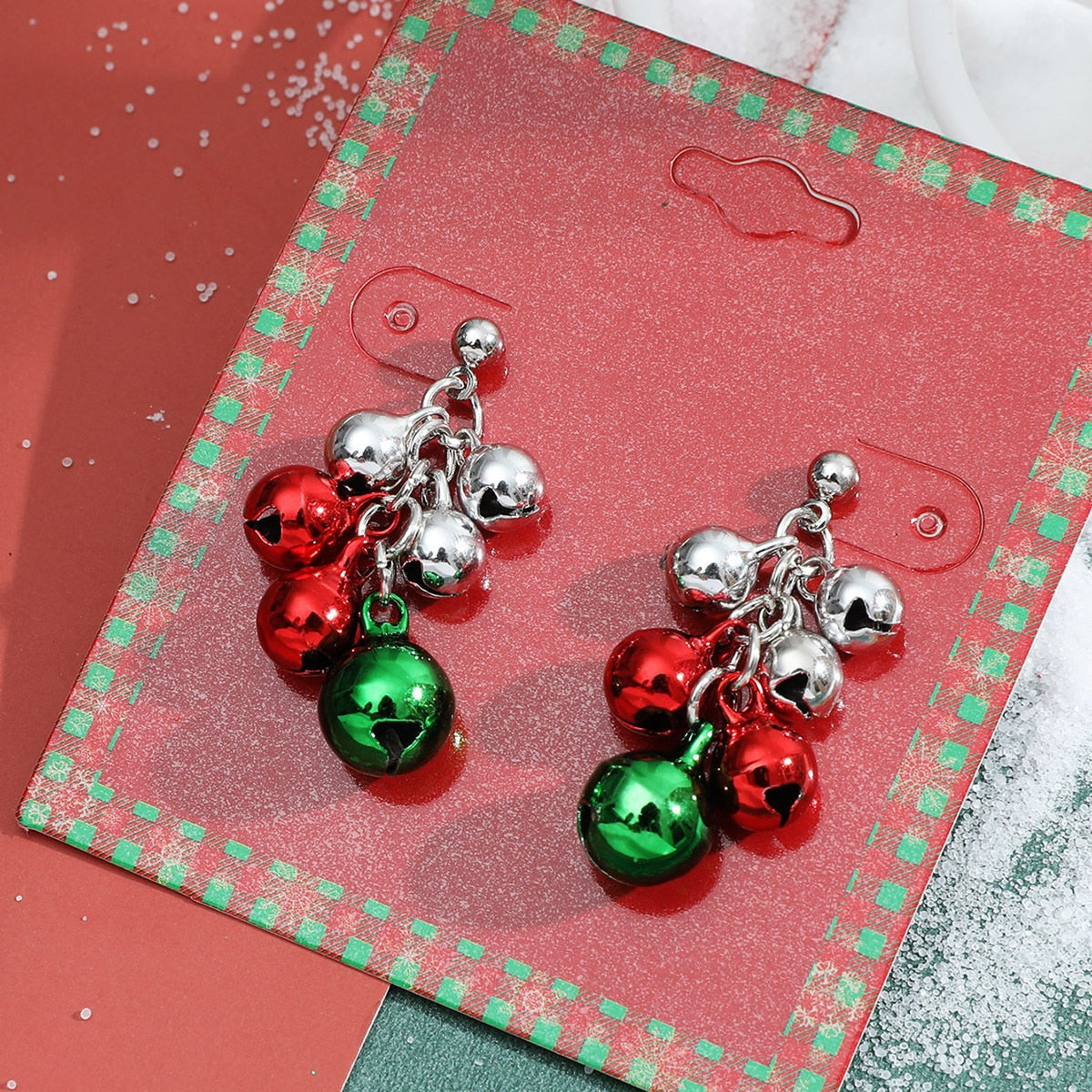 Fashion Green Red Color Star Ball Christmas Earring Women