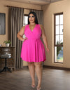 Solid Color V Neck Dress