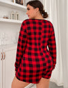 Plus Size Lounge Red Plaid Onesies Sleepwear