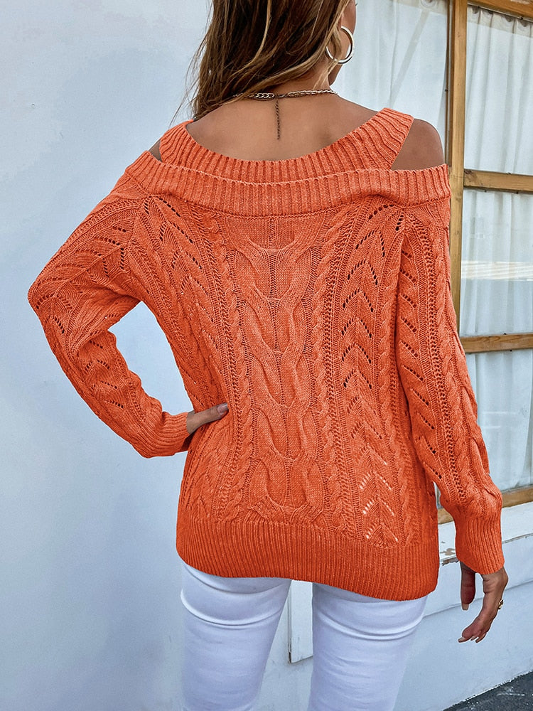 Off Shoulder Twist Pullover Sweater