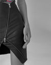 Irregular Faux Leather High Waist A-Line Zipper Skirt