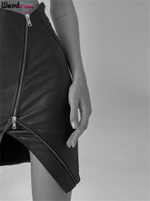 Load image into Gallery viewer, Irregular Faux Leather High Waist A-Line Zipper Skirt
