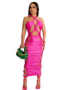 Hollow Out Lace Up Sleeveless Dresses