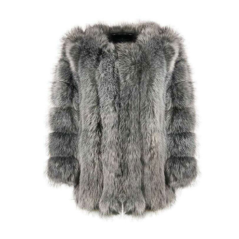 Elegant Windproof Thick Faux Fox Fur Long Coat