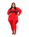 XL-5XL Two Piece Long Sleeve V Neck top And Pants