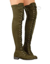 Cross Strap Suede Leather Knee High Boots