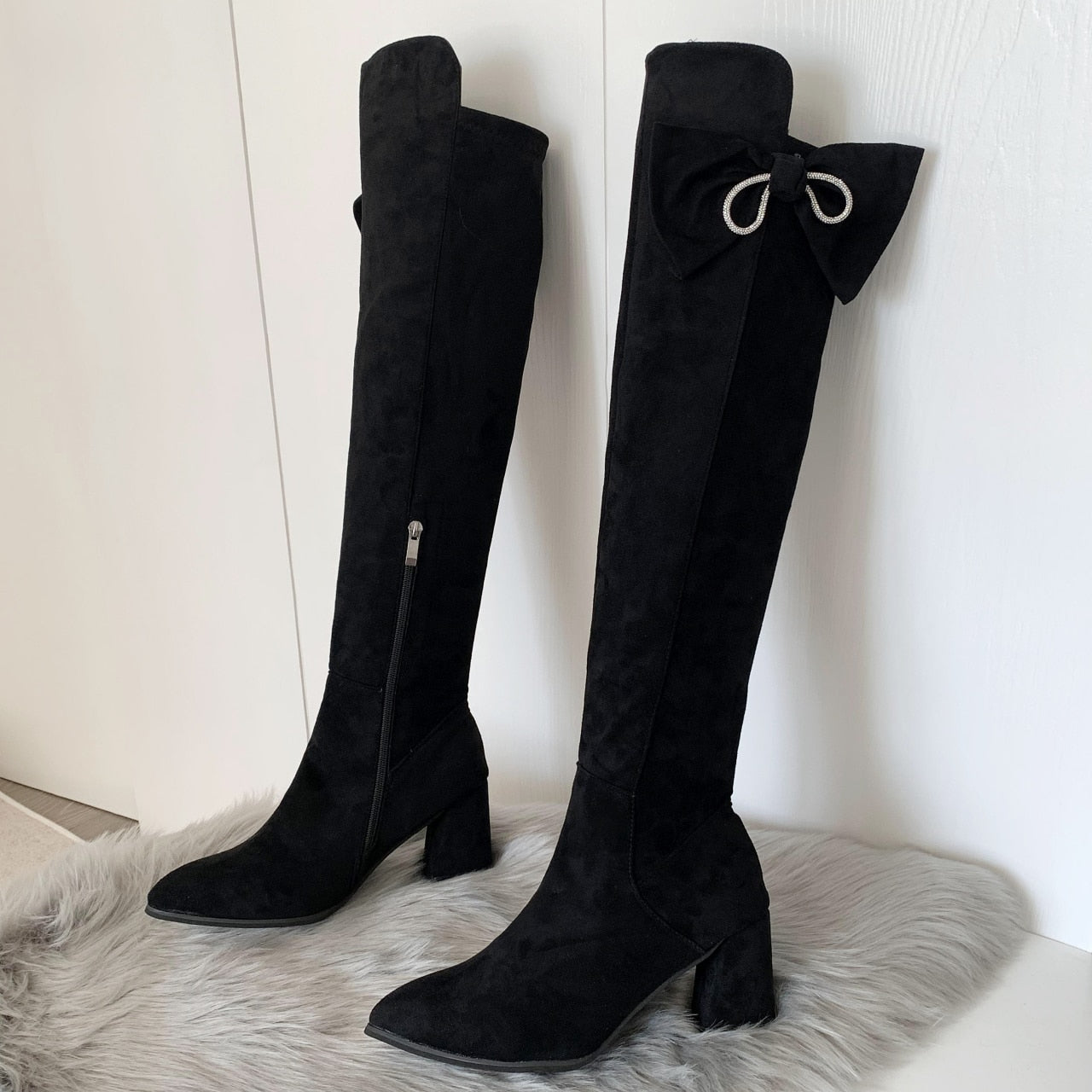 Knee High Suede Chelsea Boots