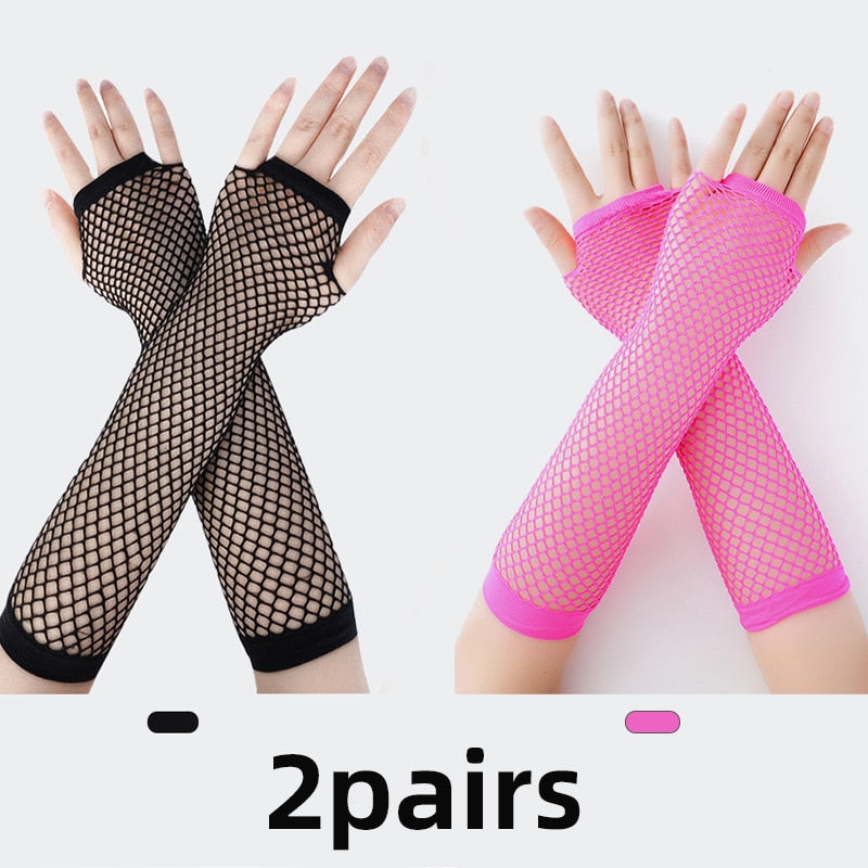 Fishnet Fingerless Long Gloves