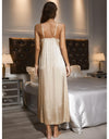 Split Lace Design Champagne Silk Nightdress