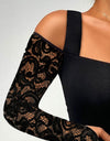 Black Elegant Cold Shoulder Long Sleeve Casual Top