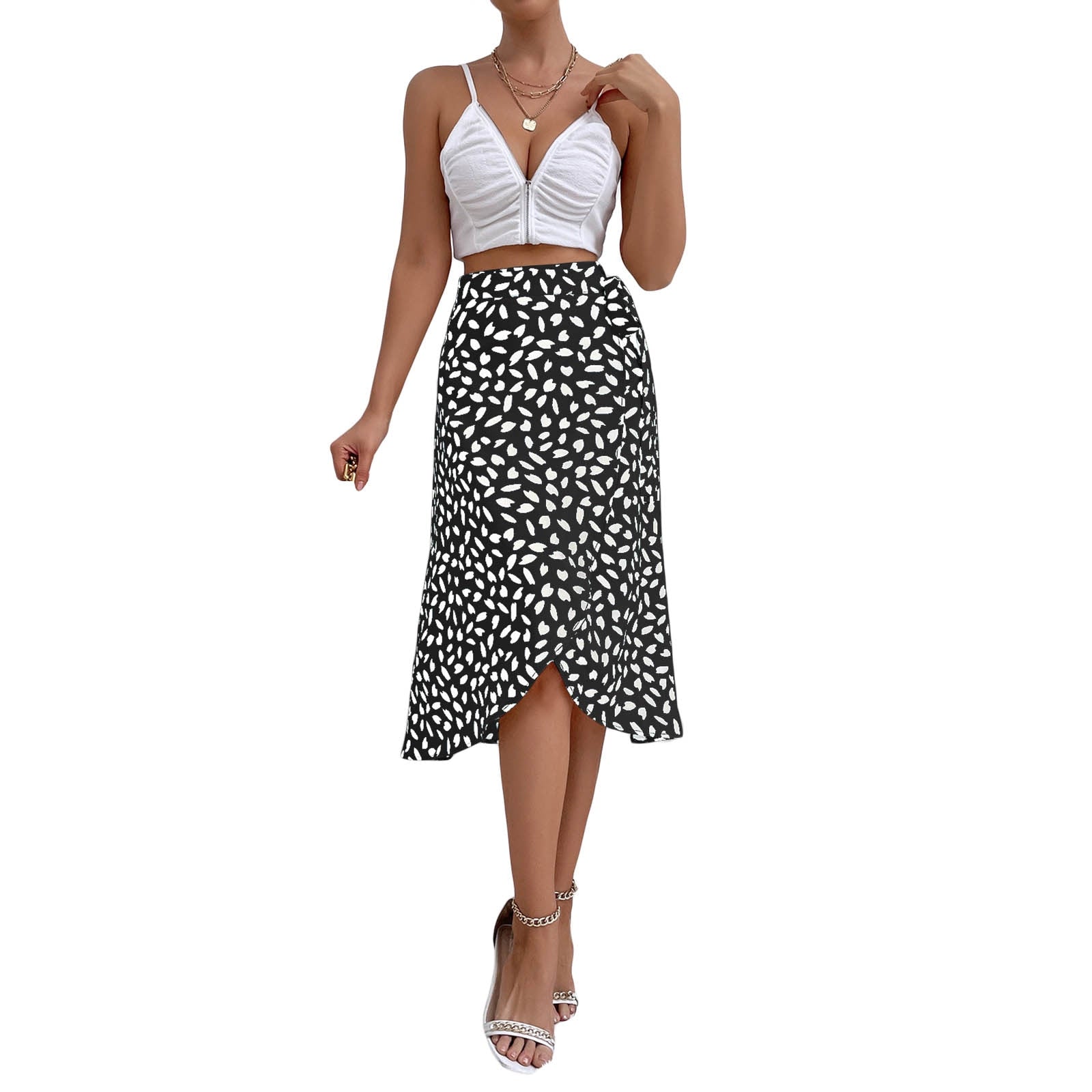 Midi A-Line High Waist Split Wrap Skirt