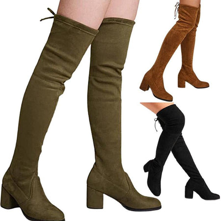 Over The Knee Women Mid Heel Thigh High Boot