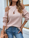 Long Sleeve Chic Criss-Cross Neck Sweater