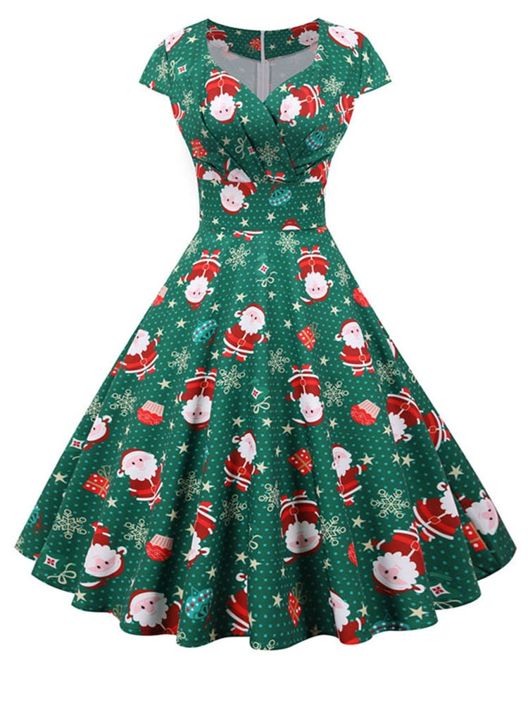 Short Sleeve V Neck Elegant Christmas Party Dress