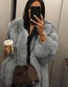 Elegant Windproof Thick Faux Fox Fur Long Coat