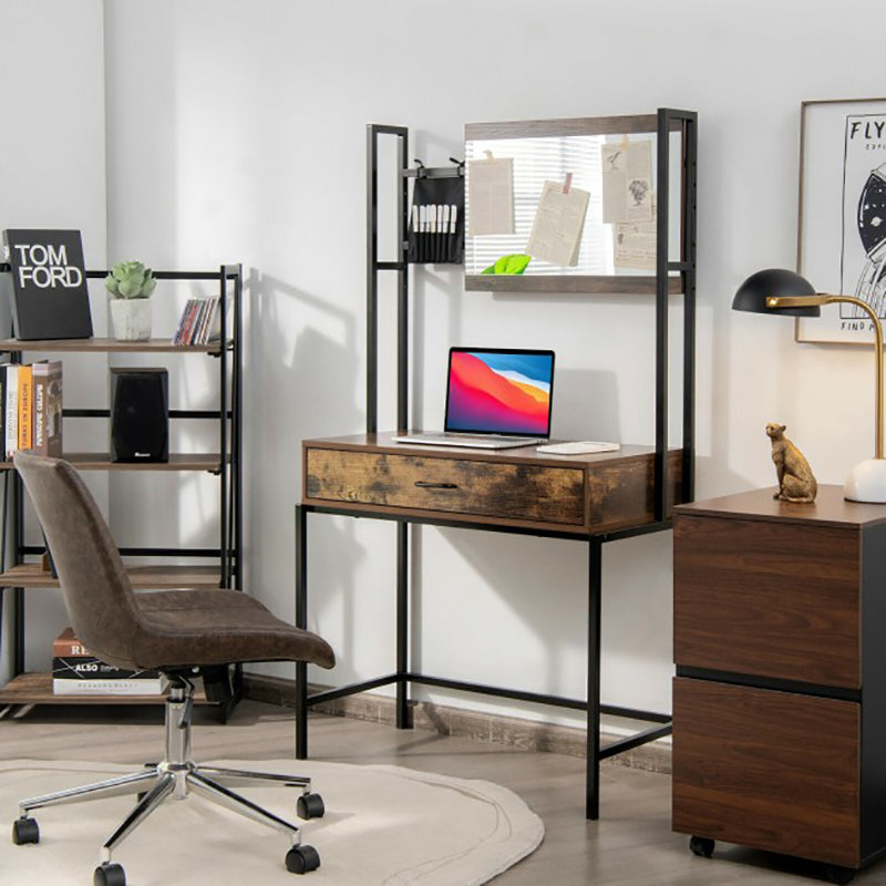 Industrial Vanity Table with 3-Height Adjustable Mirror/Dressing Makeup Table And Drawer