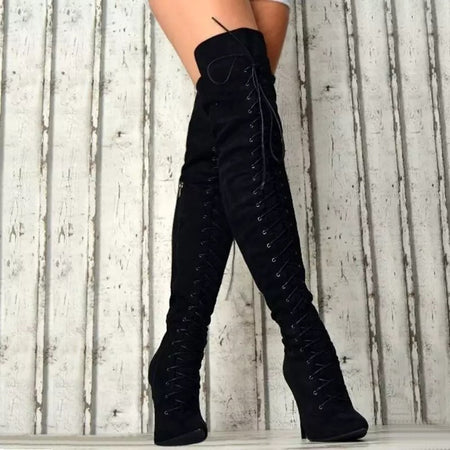 Warm Over The Knee Boots Sexy Fashion Lace Up Boots