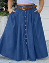 Casual Loose Hem Button A-line Long Skirt
