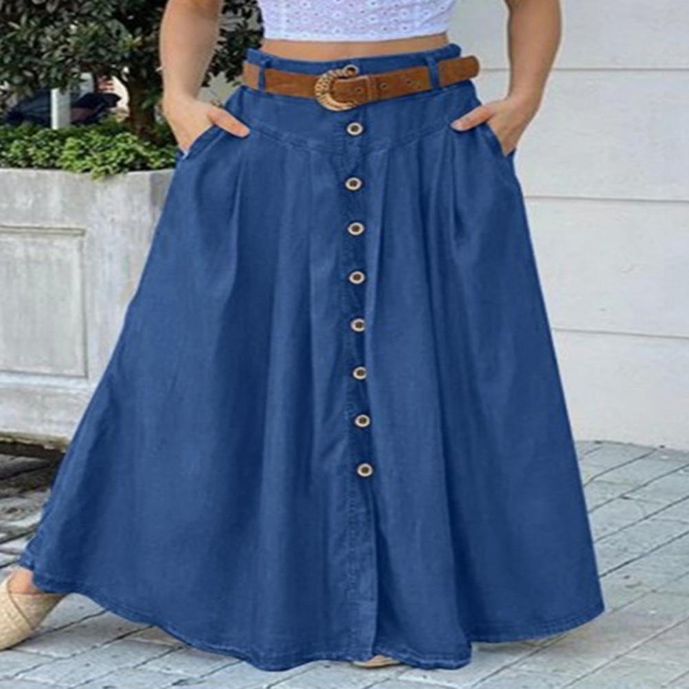 Casual Loose Hem Button A-line Long Skirt