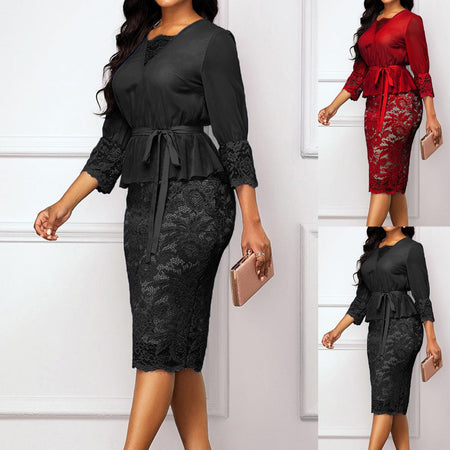 3/4 Sleeve Elegant Bodycon Knee-length Dress