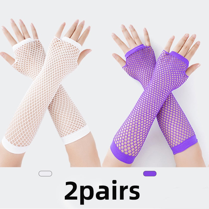 Fishnet Fingerless Long Gloves
