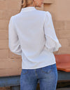 Solid Color V-Neck Long Sleeve Shirt