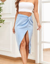 Silk Satin Skirt with Side Slit