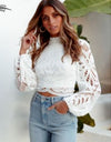 Elegant Long Sleeve Lace Blouse Crochet