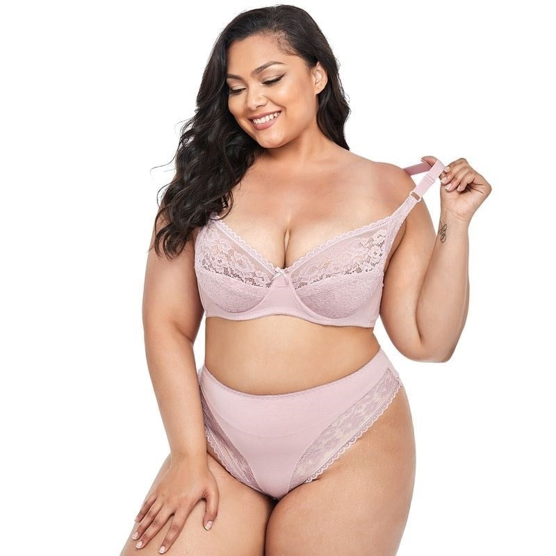 Plus size Sexy Lace thong And Bra set
