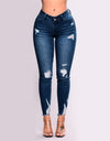Women's Butt Lifting Skinny Denim Jeans High Waist Pencil Jean Stretchy Distressed Slim Trousers Destroyed Ripped Jean Oversized
