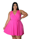 Solid Color V Neck Dress